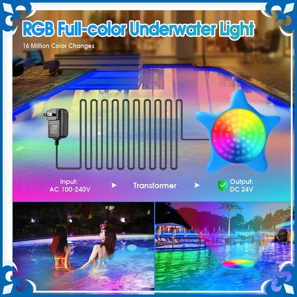 LED Smart Starfish Pool Light Underwater Waterproof RGB App Remote Control Timer - Picture 9 of 13